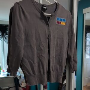 Her Universe Gray Cardigan with Colorful Patch